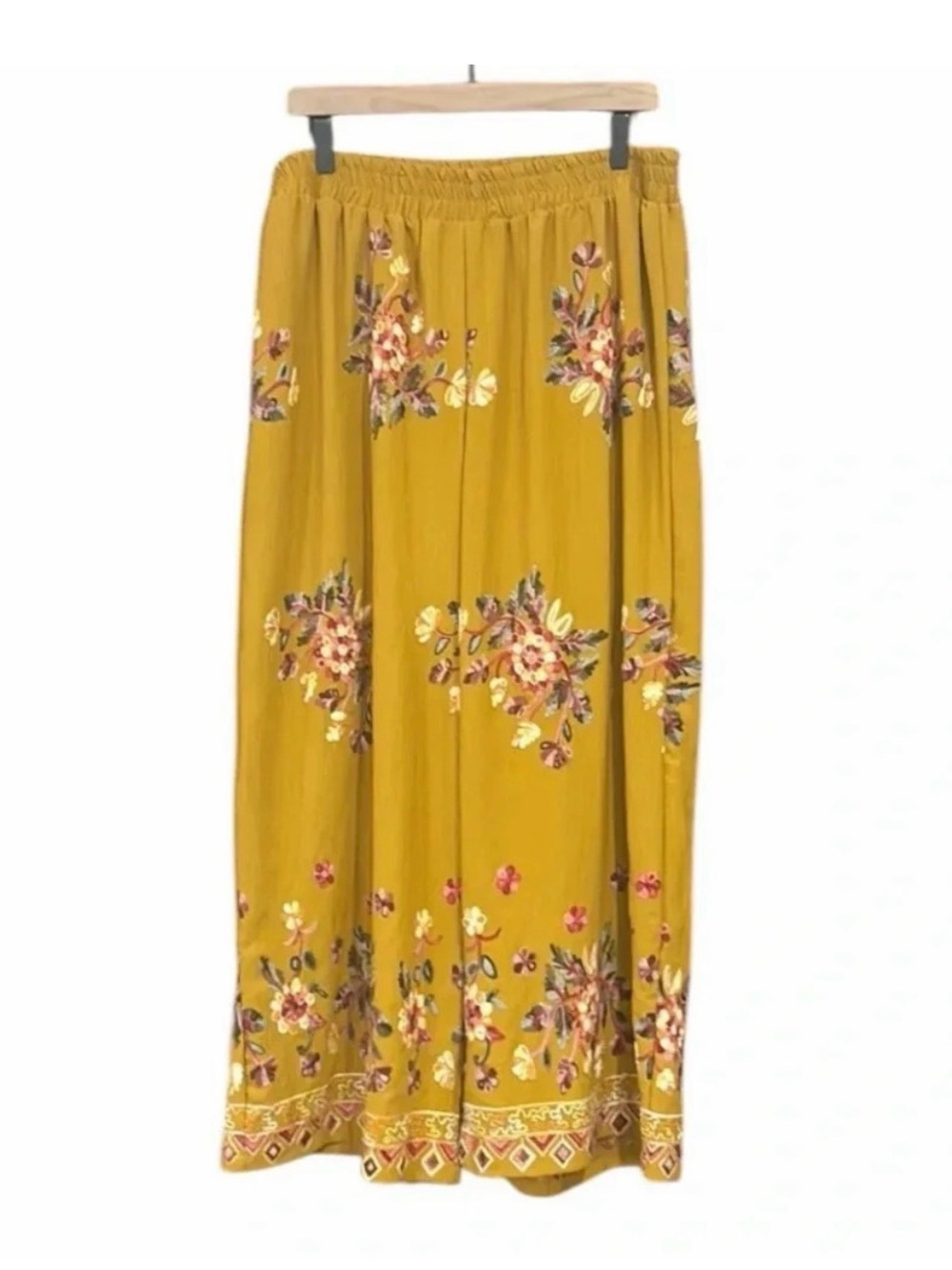 Wide Leg Embroidered Floral Pants - NWT